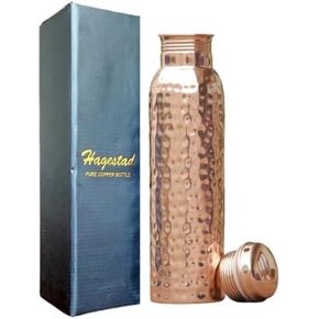 Copper Water Bottle 34oz, Hammered Copper Bottle with Lid Leakproof, Ayurvedic Copper Vessel to Drink More Water for Yoga Gym Sports Travel Daily Use