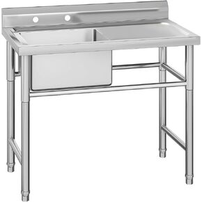 Stainless Steel Sink, Commercial Kitchen Prep & Utility Sink Free Standing 3-Compartment with Shelf for Restaurant Laundry Garage Bar Workshop (3 Compartment with Shelf, 38.9"L x 17.7"W x 37"H)
