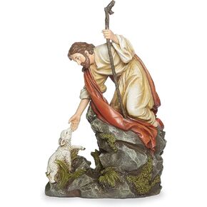 Joseph's Studio by Roman - Jesus with Lamb Figure, Renaissance Collection, 10.5" H, Resin and Stone, Religious Gift, Decoration, Collection, Durable, Long Lasting