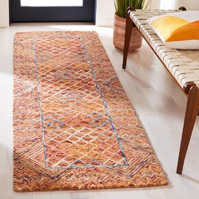 Safavieh Aspen Collection Runner Rug - 2'3" x 8', Gold & Pink, Handmade Boho Wool, Ideal for High Traffic Areas in Living Room, Bedroom (APN282D)