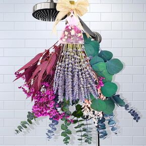 100pcs Mixed Dried Lavender and Eucalyptus for Shower Hanging with Rose Sachet 3 Kinds Natural Eucalyptus Stem and Leaves Lavender Bouquet Greenery for Home Decor Wedding Vase Plant Fragrance