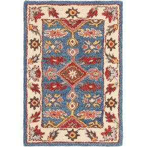 SAFAVIEH Antiquity Collection 2'3" x 8' Blue / Red AT506M Handmade Traditional Oriental Premium Wool Runner Rug