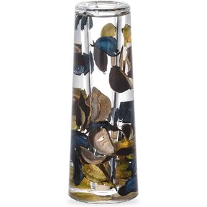 Locco Decor Acrylic Liquid 3D Floating Motion Cylinder Oval Flower Vase Boutique Floral Decoration Blue Gold Leaf