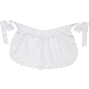 LilMents Waist Apron with Pockets Retro Kitchen Cleaning Ruffles Half Apron