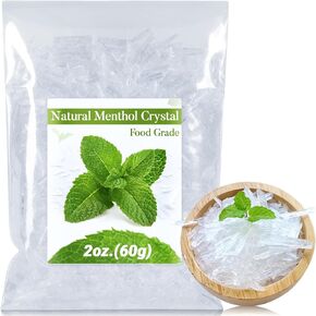 2oz Menthol Crystal Bulk - Food Grade Menthol Crystals Organic Mentol Cristal for Shower Steamer Aromatherapy Vapo Tablet Making Colds Restore Congestion Relief Peppermint Essential Oil Making