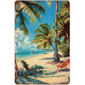 Metal Beach Sign Vintage Signs Beach Retro Aluminum Tin Sign for Beach Kitchen Office Home Bar Cafe Decor 8x12 Inch