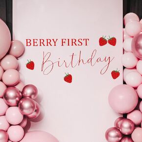 Strawberry Arch Decal, Strawberry First Birthday Party Background Berry One Birthday Sticker Decoration Strawberry Decal Berry Decal 1st Birthday Party Backdrop Decoration Girl Party Supplies