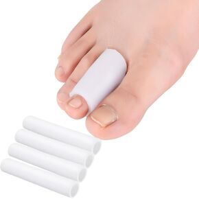 Gel Toe Sleeves 4 Pack, Toe Tubes Protectors Pads for Middle Toe, Relief Pain from Corns, Blisters, Calluses, Sore, Bent, Stubbed Hammer Toes