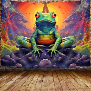JAWO Frog Mushroom Tapestry, Cool Colorful Space Galaxy Tapestry Aesthetic Wall Hanging for Bedroom, Fantasy Tapestries Poster Blanket College Dorm Home Decor 60X40inches