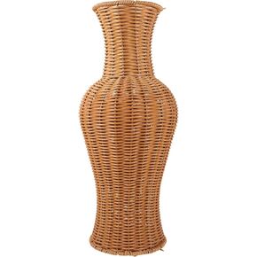 TEHAUX Rattan Woven Flower Vase, Rustic Flower Arrangement Containers Large Floor Vase Decorative Imitation Wicker Floor Vase Tall Floor Vase for Home Balcony Garden Decor, 45X19cm/17.71X7.48inch