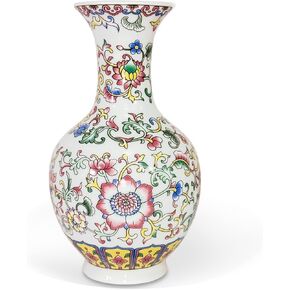 fanquare European Enamel Vase, Small Floral Porcelain Vase for Home Decor, Classic Ceramic Flower Vase for Table, 5.3"