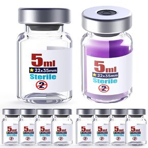 Sterile Empty Vials with Self Healing Injection Port,with Aluminum Cap,Sterile Package ZHANXUBIO (10,5ml)