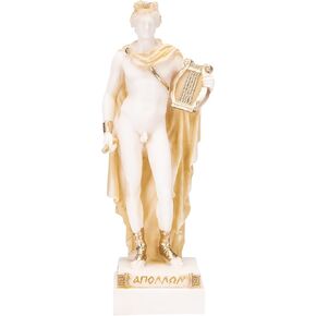 Apollo God Of Music Poetry Art Gold Tone Alabaster Statue Sculpture 6.4 Inches