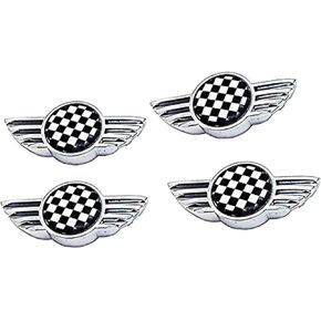 License Plate Frame Bolt Fasteners with Safety Caps Fly Wing Design for Mini Cooper Universal Fit Checkered