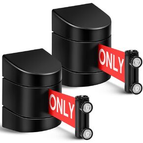 Barydat 4 Pcs 16.4 ft Magnetic Wall Mount Retractable Belt Barrier Authorized Access Only Belt with ABS Case Rope Safety Barriers Crowd Control Wall Retractable Belt for Grocery Retail Store Stadium