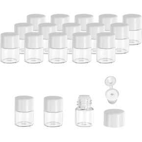 PATIKIL 1ml Essential Oil Bottles, 18 Pack Clear Glass Bottles with Orifice Reducer Sample Vial Bright Screw Cap Storage Vials Container, White