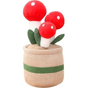 XIYUAN Succulent Plants Throw Pillow，Mushroom Plush ToyCactus Plush Plush Toy, Tulip Flower Pot Plush Toy 11" Cute Soft Plants Throw Pillow Decoration, Stuffed Flower Pot Plushie，Potted Pillow
