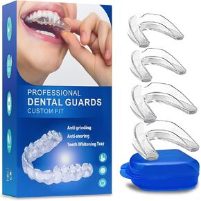 Reusable Mouth Guard for Grinding Teeth at Night, Night Guards for Teeth Grinding, Mouth Guard for Sleeping, Mouthguards for Grinding of Teeth, Sleep Guard (2 Sizes, 4 Pcs)