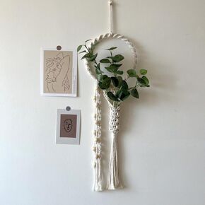 Avoik Macrame Woven Wall Hanging, Handmade Boho Home Decor Chic Wall Art Hanging Tapestry Decoration Modern Bohemian Wall hanging Decor for Bedroom Living Room Farmhouse Apartment Dorm, Beige