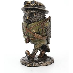 Veronese Design 4 1/8" Tall Sargent Major Oscar Whisky Lima Steampunk Owl Cold Cast Bronzed Resin Animal Sculpture Collectible Military Figurines