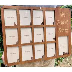 School Years Photo Frame | K to Graduation | Personalized Grade School Picture Frame with Acrylic Glass Protection | 17" L x 13" Yearbook Frame