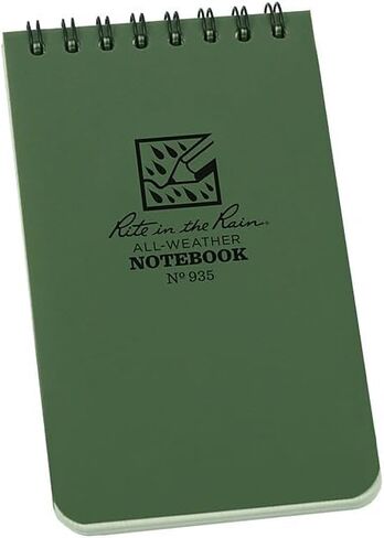 دفتر ملاحظات حلزوني علوي مقاوم لعوامل الطقس من Rite in the Rain، مقاس 3 × 5 بوصة، غطاء أخضر، نمط عالمي (رقم 935) in Saudi Arabia