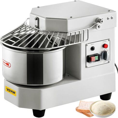 VEVOR Commercial Food Mixer, 7.3Qt Capacity, 450W Dual Rotating Dough Kneading Machine with Food-grade Stainless Steel Bowl, Security Shield & Timer Included, Baking Equipment for Restaurant Pizzeria in Saudi Arabia