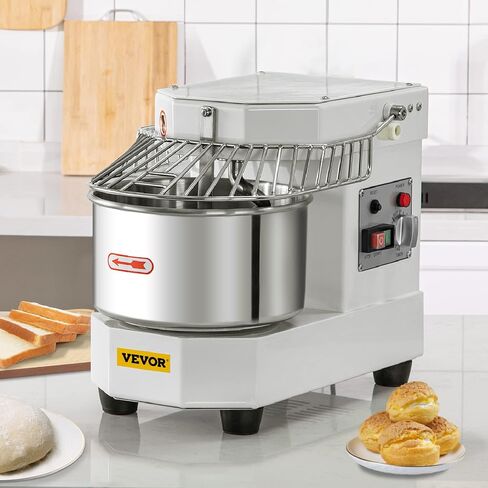 VEVOR Commercial Food Mixer, 7.3Qt Capacity, 450W Dual Rotating Dough Kneading Machine with Food-grade Stainless Steel Bowl, Security Shield & Timer Included, Baking Equipment for Restaurant Pizzeria in Saudi Arabia