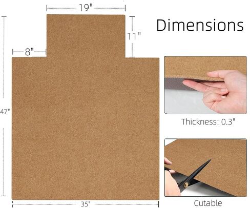 Office Chair Mat for Hardwood Floor, 47"x35" Convex-Shape Floor Protector Heavy Duty Anti-Slip Desk Chair Floor Mat Rug for Home/Office (Dark Grey) in Saudi Arabia