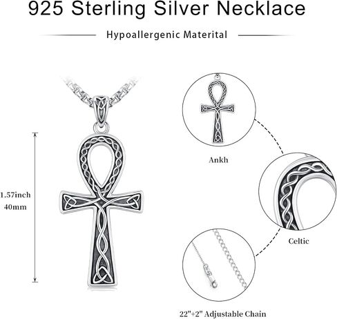 Ankh Necklace 925 Sterling Silver Infinity Pendant Ancient Egyptian Protection Jewelry Gifts for Women Girls Birthday in Saudi Arabia