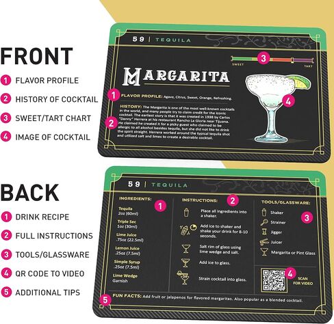 Cocktail Cards: 100 Cocktail Recipes to Master Cocktails in Bartender Flashcard Form with Step by Step Cocktail Instructions and Video Instructions in Saudi Arabia
