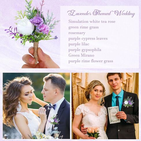 12 Pcs Wedding Corsage and Boutonniere Set Artificial Rose Wedding Corsage Wristband with Pins for Prom Men Bride Party Accessories Groom Groomsmen Bridesmaids Women in Kuwait