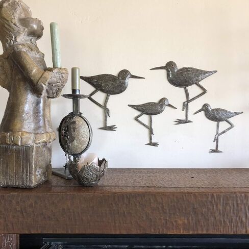 طيور ساندبيبر الساحلية، طيور البحر الزينة البحرية، فن ديكور منزلي، تعليق على الحائط مستوحى من الطبيعة، تمثال صغير، مصنوع يدويًا في هايتي، 4، كبير وصغير، 8.5 بوصة. × 9 بوصة، 6.5 بوصة. × 6.5 بوصة. in Kuwait