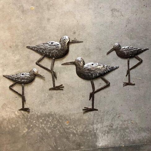 طيور ساندبيبر الساحلية، طيور البحر الزينة البحرية، فن ديكور منزلي، تعليق على الحائط مستوحى من الطبيعة، تمثال صغير، مصنوع يدويًا في هايتي، 4، كبير وصغير، 8.5 بوصة. × 9 بوصة، 6.5 بوصة. × 6.5 بوصة. in Kuwait