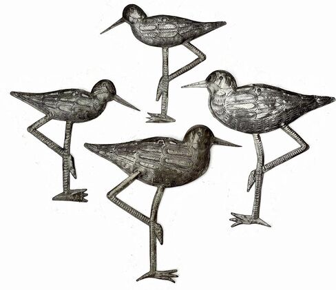 طيور ساندبيبر الساحلية، طيور البحر الزينة البحرية، فن ديكور منزلي، تعليق على الحائط مستوحى من الطبيعة، تمثال صغير، مصنوع يدويًا في هايتي، 4، كبير وصغير، 8.5 بوصة. × 9 بوصة، 6.5 بوصة. × 6.5 بوصة. in Kuwait