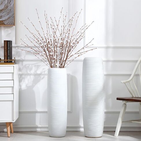 35.43in Pussy Willow Branches 10PCS White Long Stem Artificial Flowers Foam Flowers Faux Pussy Willow Branches for Tall Vases Wedding Home Office Party Hotel Indoor Yard Decor(White) in Saudi Arabia