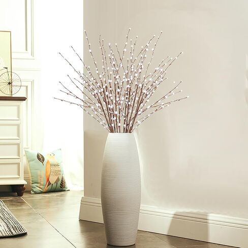 35.43in Pussy Willow Branches 10PCS White Long Stem Artificial Flowers Foam Flowers Faux Pussy Willow Branches for Tall Vases Wedding Home Office Party Hotel Indoor Yard Decor(White) in Saudi Arabia