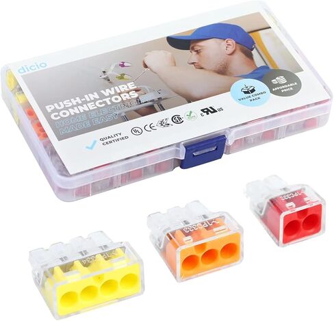 موصلات الأسلاك Dicio التي يتم دفعها 105 قطعة مدرجة في قائمة UL: موصلات الأسلاك الكهربائية مجموعة الموصلات الكهربائية 22-14 موصلات الأسلاك قياس 2 3 4 منفذ للأسلاك موصلات الأسلاك الدفع المكسرات in Kuwait