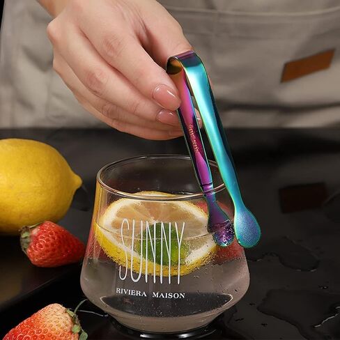 Pack Mini Ice Tongs Sugar Tongs Stainless Steel Small Serving Tongs Appetizers Tongs for Party Coffee Tea Bar Kitchen, Rainbow 4.3'' in Saudi Arabia