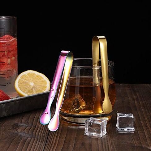 Pack Mini Ice Tongs Sugar Tongs Stainless Steel Small Serving Tongs Appetizers Tongs for Party Coffee Tea Bar Kitchen, Rainbow 4.3'' in Saudi Arabia