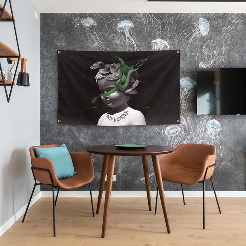 Lil Baby Close Friends Music Art Tapestries 3x5 Feet Banner Funny Man Cave Wall Decor with 4 Brass Grommets for College Dorm Room Decor,Outdoor,Parties gifts, travel, events, festivals.. in Saudi Arabia