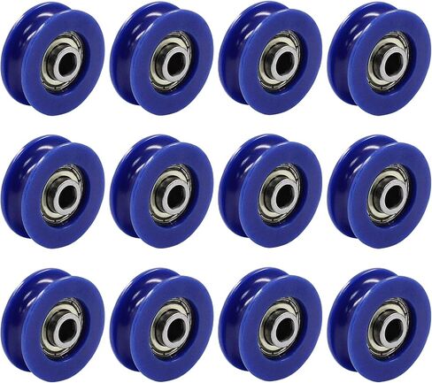 Hordion 12 قطعة U Groove Pulley النايلون دليل المتداول تحمل، 5x25.5x8.5mm عجلة دوارة U-Groove للأبواب نافذة القيادة المعدات الميكانيكية، الأزرق in Saudi Arabia
