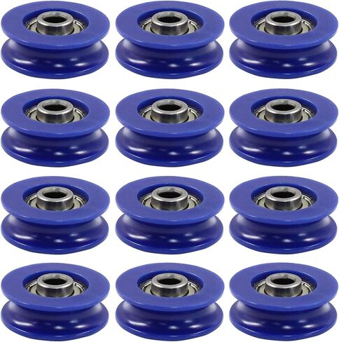 Hordion 12 قطعة U Groove Pulley النايلون دليل المتداول تحمل، 5x25.5x8.5mm عجلة دوارة U-Groove للأبواب نافذة القيادة المعدات الميكانيكية، الأزرق in Saudi Arabia