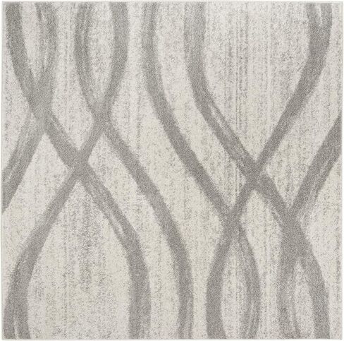 SAFAVIEH Adirondack Collection 4' Square Cream/Grey ADR125C Modern Wave Distressed Non-Shedding Living Room Bedroom Accent Rug in Saudi Arabia