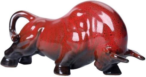Wall Street Bull Arts Statues,Exquisite Ceramic Fortune Bulls Figurines and Sculptures Home & Office Tabletop Decor (Unstoppable-Red) in Saudi Arabia