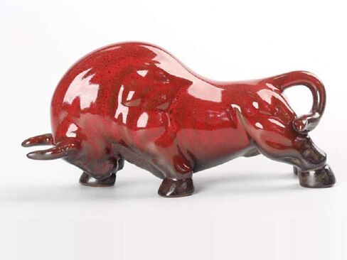 Wall Street Bull Arts Statues,Exquisite Ceramic Fortune Bulls Figurines and Sculptures Home & Office Tabletop Decor (Unstoppable-Red) in Saudi Arabia