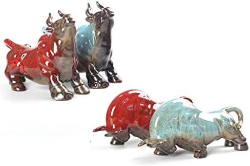 Wall Street Bull Arts Statues,Exquisite Ceramic Fortune Bulls Figurines and Sculptures Home & Office Tabletop Decor (Unstoppable-Red) in Saudi Arabia