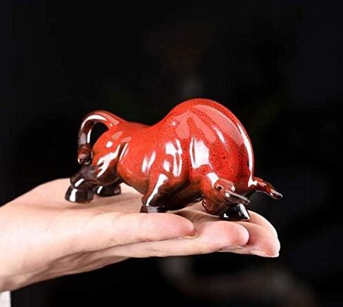 Wall Street Bull Arts Statues,Exquisite Ceramic Fortune Bulls Figurines and Sculptures Home & Office Tabletop Decor (Unstoppable-Red) in Saudi Arabia