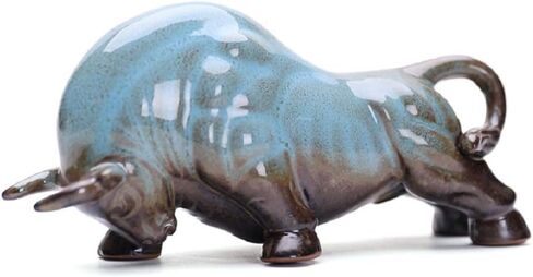 Wall Street Bull Arts Statues,Exquisite Ceramic Fortune Bulls Figurines and Sculptures Home & Office Tabletop Decor (Unstoppable-Red) in Saudi Arabia
