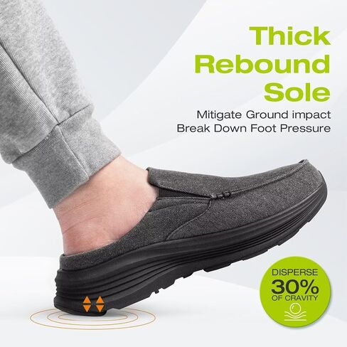 أحذية المشي الرجالية من OrthoComfoot لتقويم العظام سهلة الارتداء: شباشب كاجوال مريحة لدعم قوس القدم لالتهاب اللفافة الأخمصية، أحذية تقويمية من القماش الناعم لتخفيف آلام القدم والكعب in Kuwait